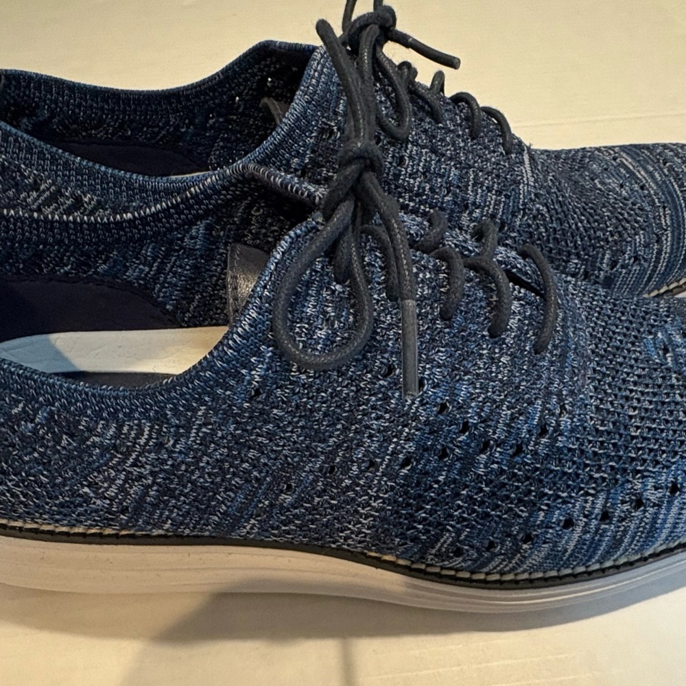 Cole Haan Blue White Knit Lace Oxfords Like New